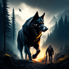 Big wolf in woods