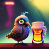 with a beer