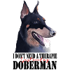 Doberman Portrait mit roter Schrift