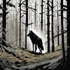 Wolf im düsteren Wald