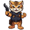 Police Tiger Holding a Pistol