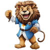 lion wearing a robe