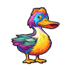 Duck Colorful Watercolor Cartoon Kawaii Animal