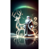 Reindeer with Santa Futuristic