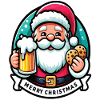 Weihnachtsmann mit Bier und Keksen
