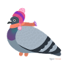 Taubenmädchen mit pinkem Winter-Outfit