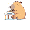 Capybara sucré mange des nouilles ramen Capybaras Ramen
