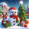 Snowman pixel christmas