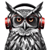 Cool owl with headphones