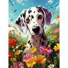 cute dalmatian in flowers