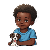 Cute Kid with Dog Illustration