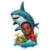 Adventure with shark and child