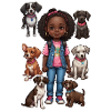 Girl with dog group motif