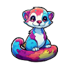Furetto colorato acquerello cartone animato kawaii animale