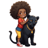 Kinder mit schwarzem Panther