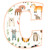 Buchstabe C, Monogramm, Tiermuster