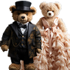 Two teddy bears newly married