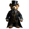 Plush bear in black tailcoat