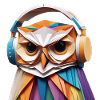 Cool owl with headphones