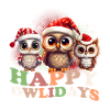Happy Owlidays Christmas Owls