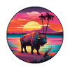 Bisonte colorato acquerello cartone animato kawaii animale