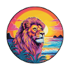 Leone colorato acquerello cartone animato Kawaii animale