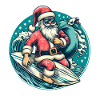 Surfing Santa Claus