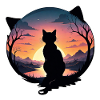 Cat Landscape and Sunset