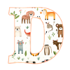 Buchstabe D, Monogramm, Tiermuster