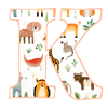 Letter K, Monogram, Animal Pattern