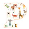 Letter P, Monogram, Animal Pattern