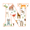 Letter N, Monogram, Animal Pattern
