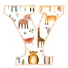 Letter Y, Monogram, Animal Pattern