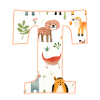 Letter T, Monogram, Animal Pattern