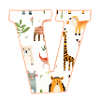 Letter V, Monogram, Animal Print