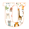 Letter U, Monogram, Animal Print