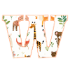 Letter W, Monogram, Animal Pattern