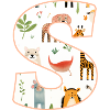 Lettre S, monogramme, motif animal