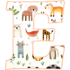 Letter E, Monogram, Animal Pattern