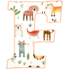 Letter F, Monogram, Animal Pattern