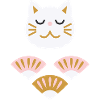 Chat japonais avec éventails L blanc
