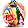 Pingouin mère et bébé