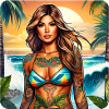 Sexy beach girl with tattoos