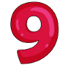 NINE - 9 - Digit red