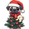 Christmas Pug - Cute Tree Guardian