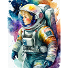 Astronautin Aquarell