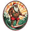 Weihnachtsmann surft Weihnachten im Sommer