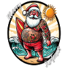 Père Noël surfant merry surfmass