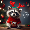 Waschbär im Weihnachtspullover