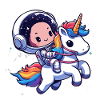 Chibi Astronaut und Einhorn